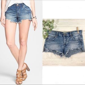 Free People Button Fly Destroyed Denim Shorts